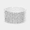 Fashnzfab 8-row Rhinestone Stretchable Bracelet Clear, Silver In Multi