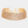 Fashnzfab 8 Rows Pave Cz Tennis Evening Bracelet Clear, Gold In Gold