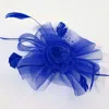 Fashnzfab Flower Feather Pearl Mesh Bow Fascinator / Headband In Blue