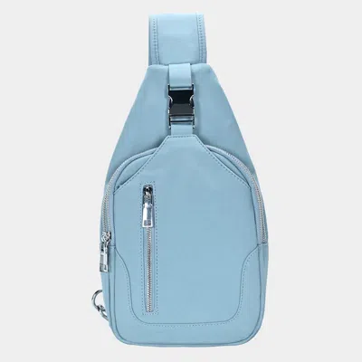 Fashnzfab 8.5" X 2.5" X 13" Solid Sling Bag In Blue