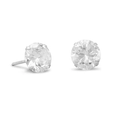 Fashnzfab 8mm Cz Stud Earrings In Pink
