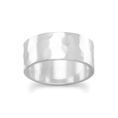 Fashnzfab 8mm Hammered Band Ring In Pattern