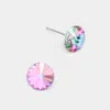 Fashnzfab 8mm Round Crystal Stud Earrings - Violet In Multi
