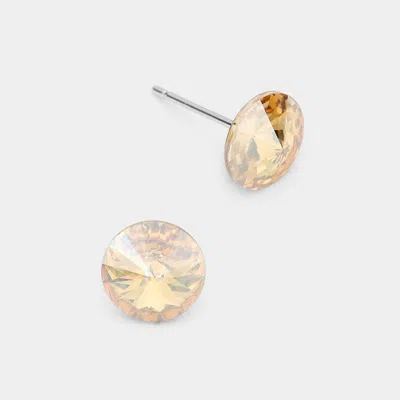 Fashnzfab 8mm Round Crystal Stud Earrings In Gold