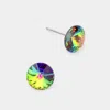 Fashnzfab 8mm Round Crystal Stud Earrings In Multi