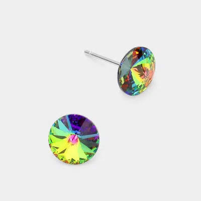 Fashnzfab 8mm Round Crystal Stud Earrings In Multi
