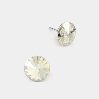 Fashnzfab 8mm Round Crystal Stud Earrings In Silver