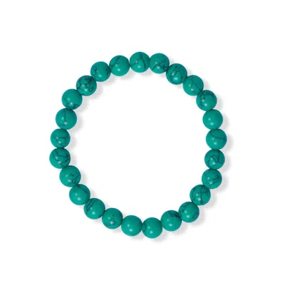 Fashnzfab 8mm Round Green Howlite Stretch Bracelet In White