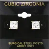 Fashnzfab 8mm Square Cz Stud Earrings In Multi