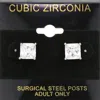 Fashnzfab 8mm Square Cz Stud Earrings In Silver