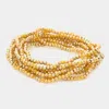 Fashnzfab 8pcs - Metal Ball Faceted Beaded Stretch Bracelets In Yellow