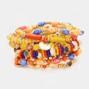 Fashnzfab 8pcs - Metal Coin Tree Of Life Charm Multi Beads Beaded Layered Bracelets Multi In Multi