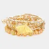 Fashnzfab 8pcs - Metal Shell Heart Tassel Charm Multi Beads Beaded Layered Bracelets In Multi