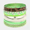 Fashnzfab 8pcs - Mixed Stack Bangle Bracelets In Green