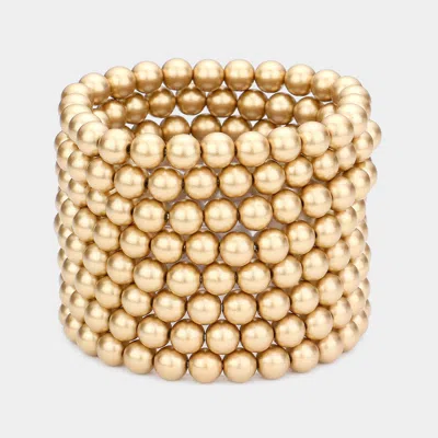 Fashnzfab 8pcs - Pearl Stack Stretch Bracelets In Gold