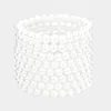 Fashnzfab 8pcs - Pearl Stack Stretch Bracelets White In White