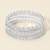 Fashnzfab 8pcs - Textured Metal Stackable Multi Layered Bangle Bracelets In Metallic