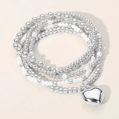 Fashnzfab 8pcs - Textured Metal Stackable Multi Layered Bracelets