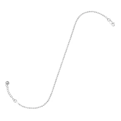 Fashnzfab 9" + 1" Faceted Bead Anklet In White