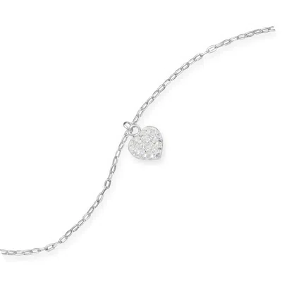 Fashnzfab 9" + 1" Swarovski Crystal Heart Charm Anklet In Purple