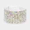 Fashnzfab 9-row Rhinestone Stretchable Bracelet Ab, Silver In Multi