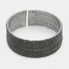 Fashnzfab 9-row Split Rhinestone Open Bracelet Black In Black
