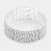 Fashnzfab 9-row Split Rhinestone Open Bracelet Clear, Silver In Metallic