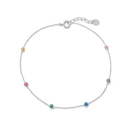 Fashnzfab 9.25" + 1" Muli Color Bead Anklet In Pattern
