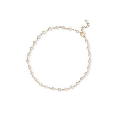 Fashnzfab 9.5" + 1" 14 Karat Gold Plated Pearl Bead Anklet
