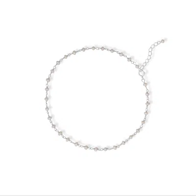 Fashnzfab 9.5" + 1" Pearl Bead Anklet In Silver