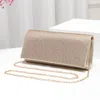 Fashnzfab 9.5" X 4" X 2" Bling Solid Evening Clutch Crossbody Bag In Gold