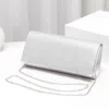 Fashnzfab 9.5" X 4" X 2" Bling Solid Evening Clutch Crossbody Bag In Silver