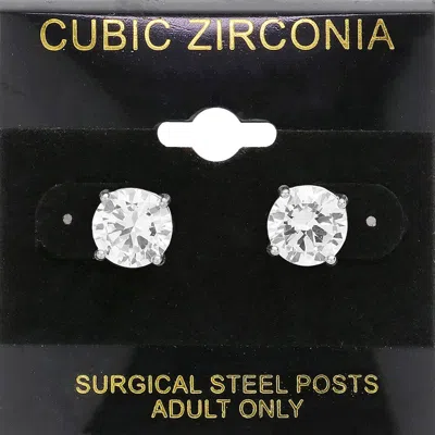 Fashnzfab 9mm Round Cz Stud Earrings In Multi