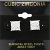 Fashnzfab 9mm Square Cz Stud Earrings In Multi