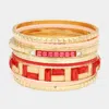 Fashnzfab 9pcs - Crystal Enamel Geometric Multi Layered Bracelets In Multi