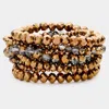 Fashnzfab 9pcs - Faceted Bead Stretch Bracelets - Bronze In Gold