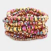 Fashnzfab 9pcs - Faceted Bead Stretch Bracelets Ab, Purple In Multi