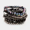 Fashnzfab 9pcs - Faceted Bead Stretch Bracelets In Black