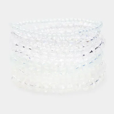 Fashnzfab 9pcs - Faceted Bead Stretch Bracelets Clear In Multi