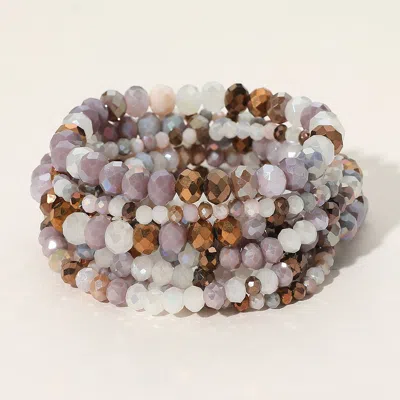 Fashnzfab 9pcs - Faceted Bead Stretch Bracelets Gray, Multi