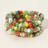 Fashnzfab 9pcs - Faceted Bead Stretch Bracelets Green, Multi, Yellow In Multi