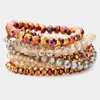 Fashnzfab 9pcs - Faceted Bead Stretch Bracelets Lt Col Topaz, Multi In Multi