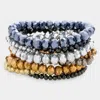 Fashnzfab 9pcs - Faceted Bead Stretch Bracelets In Multi