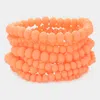 Fashnzfab 9pcs - Faceted Bead Stretch Bracelets Neon, Orange In Multi