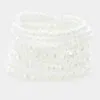 Fashnzfab 9pcs - Faceted Bead Stretch Bracelets In White