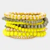 Fashnzfab 9pcs - Faceted Bead Stretch Bracelets In Yellow