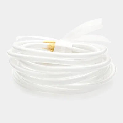 Fashnzfab 9pcs - Glitter Jelly Tube Bangle Bracelet In White