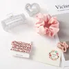 Fashnzfab 9pcs - Scrunchie Hairband Hair Claw Clip Set In Metallic
