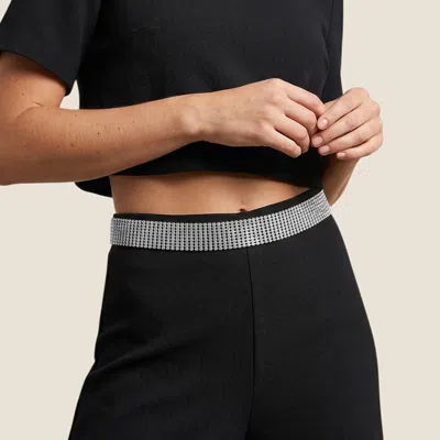 Fashnzfab 9-row Rhinestone Waist Chain Belt In Silver