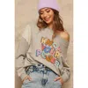 Fashnzfab A French Terry Knit Graphic Sweatshirt In Grey